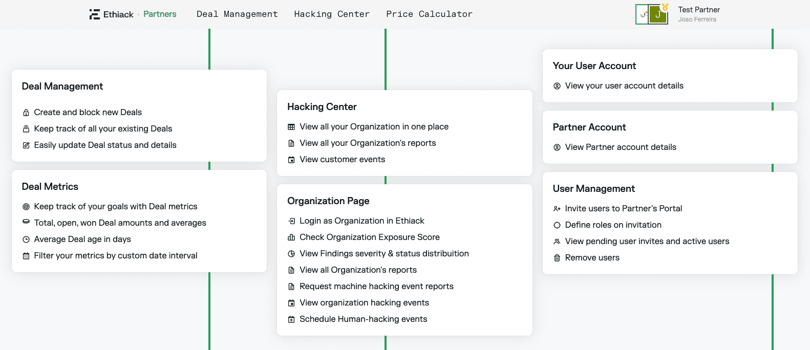 Hacking Center navigation