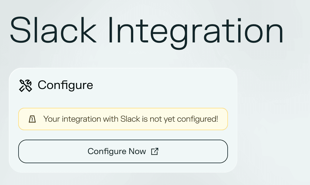 Slack integration configure button