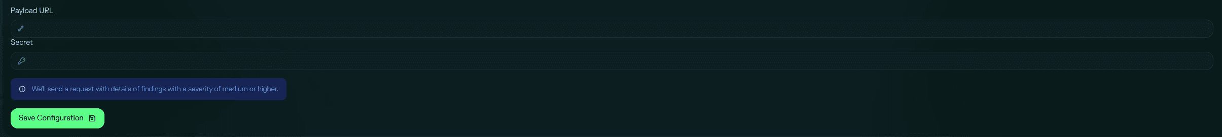 Webhook configuration form