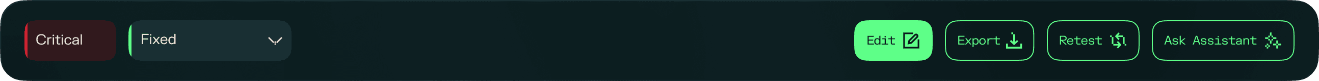 Finding details header with action buttons