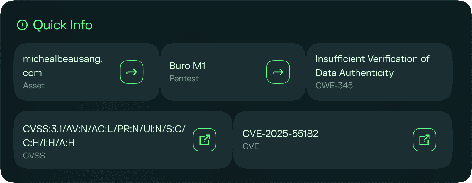 Finding quick info panel