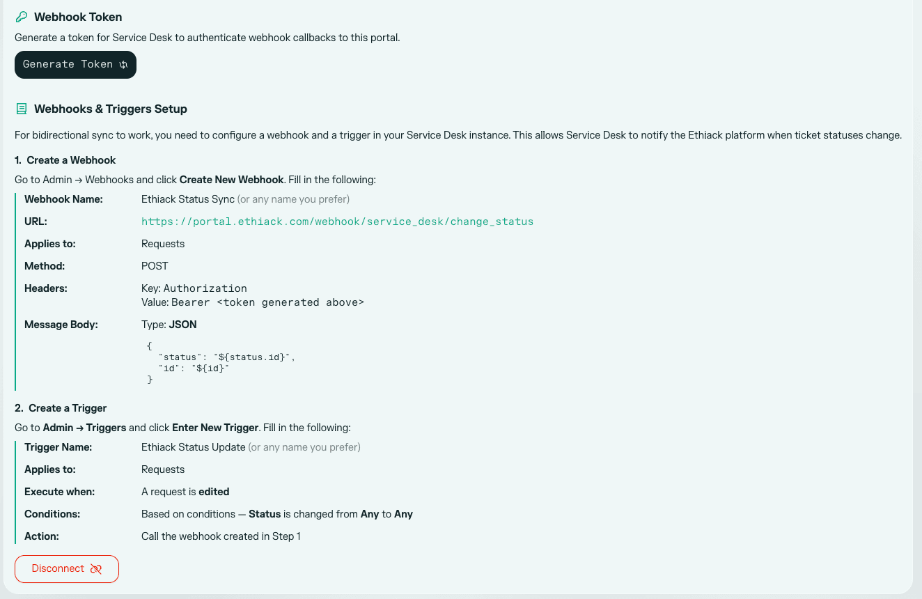 Webhook and trigger configuration in ServiceDesk Plus