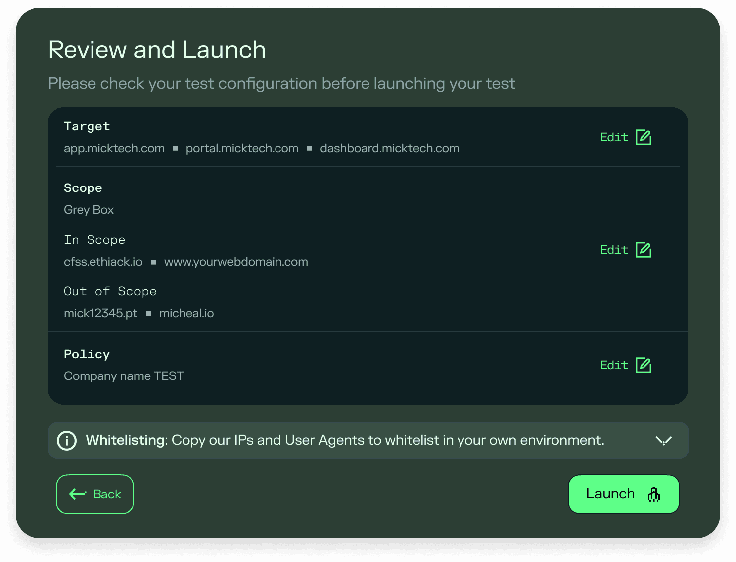Review and launch